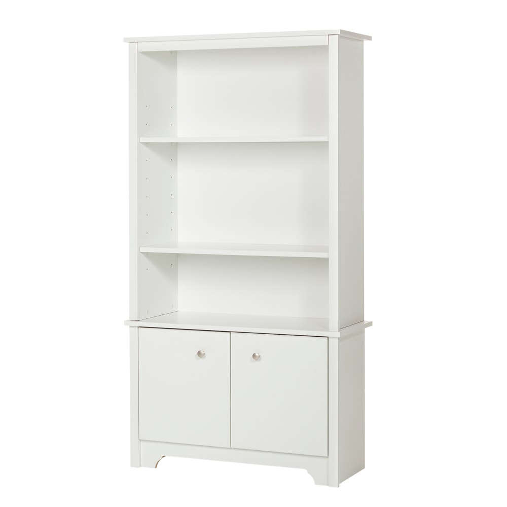 South Shore Vito 61inH 3-Shelf Bookcase With Doors, Pure White