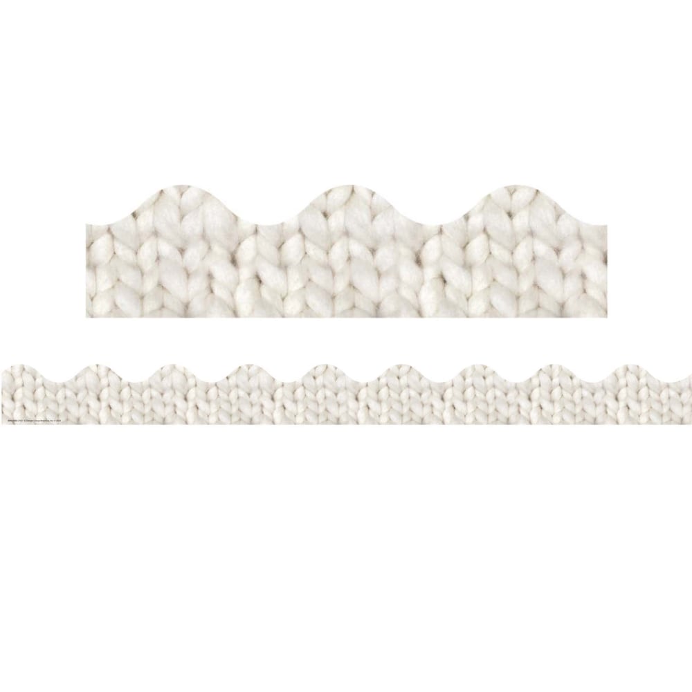 Eureka School Extra-Wide Deco Trim, A Close-Knit Class Cozy Cream, 37' Per Pack, Set Of 6 Packs