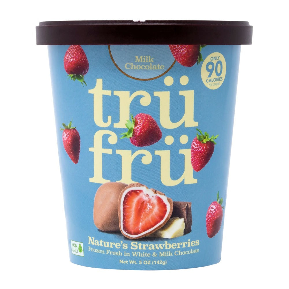 Tru Fru Natures Strawberries Frozen Fresh In White And Milk Chocolate, Carton Of 8 Tubs