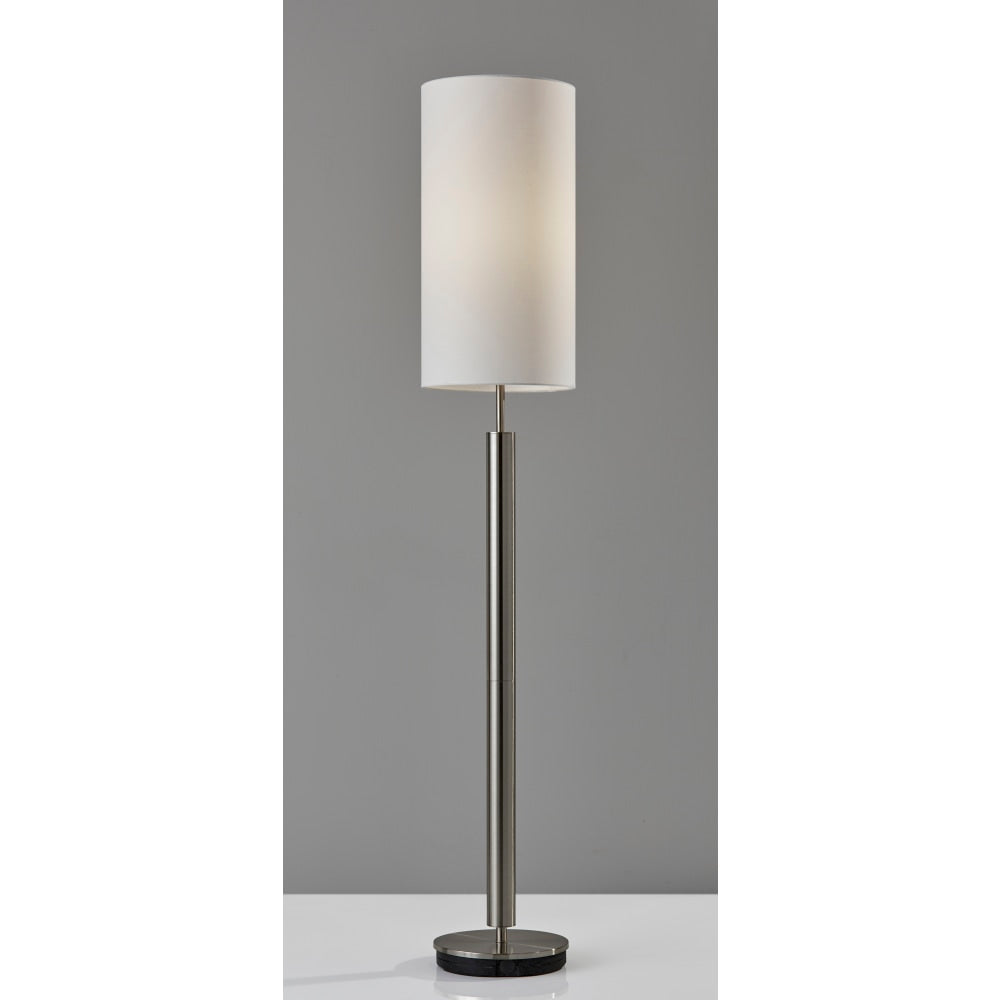 Adesso Hollywood Floor Lamp, 58inH, Ivory Shade/Brushed Steel Base