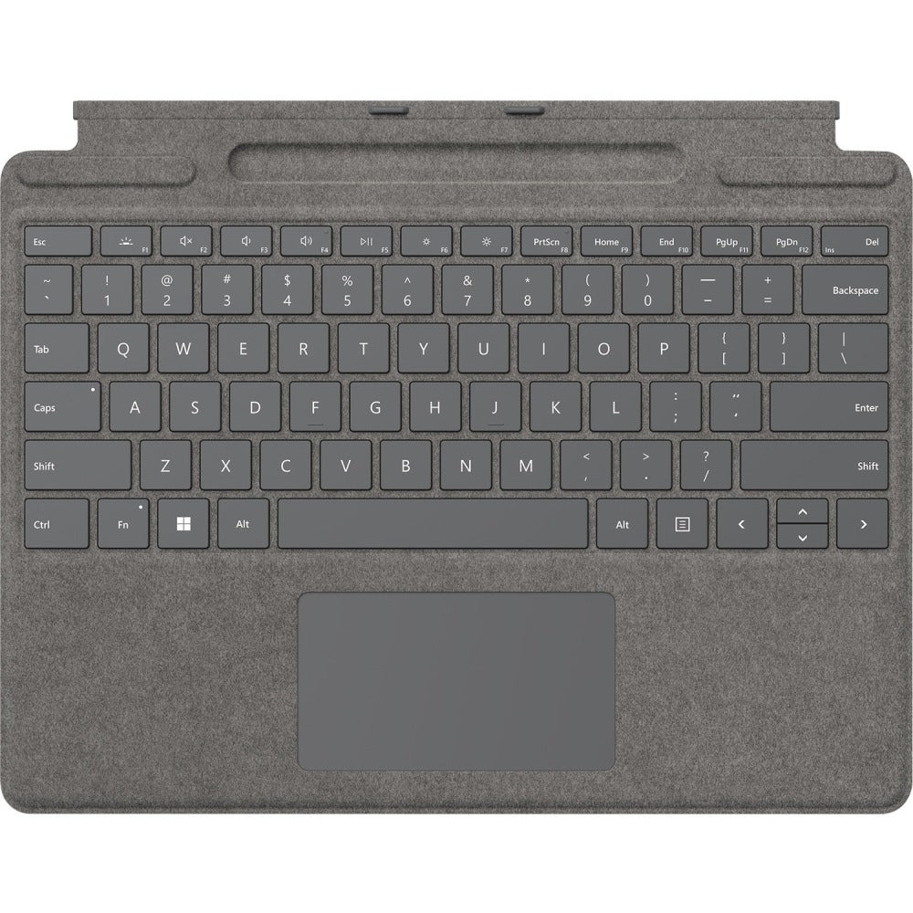 Microsoft Signature Keyboard/Cover Case for 13in Microsoft Surface Pro 8, Surface Pro X Tablet - Platinum - Alcantara, Fabric Body - 0.2in Height x 11.4in Width x 8.9in Depth