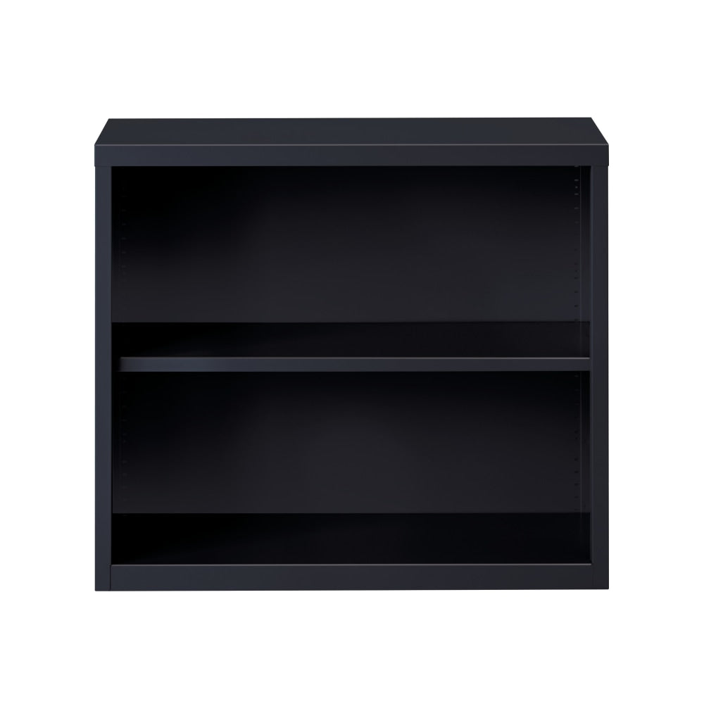 Hirsh 30inH 2-Shelf Metal Bookcase, Black