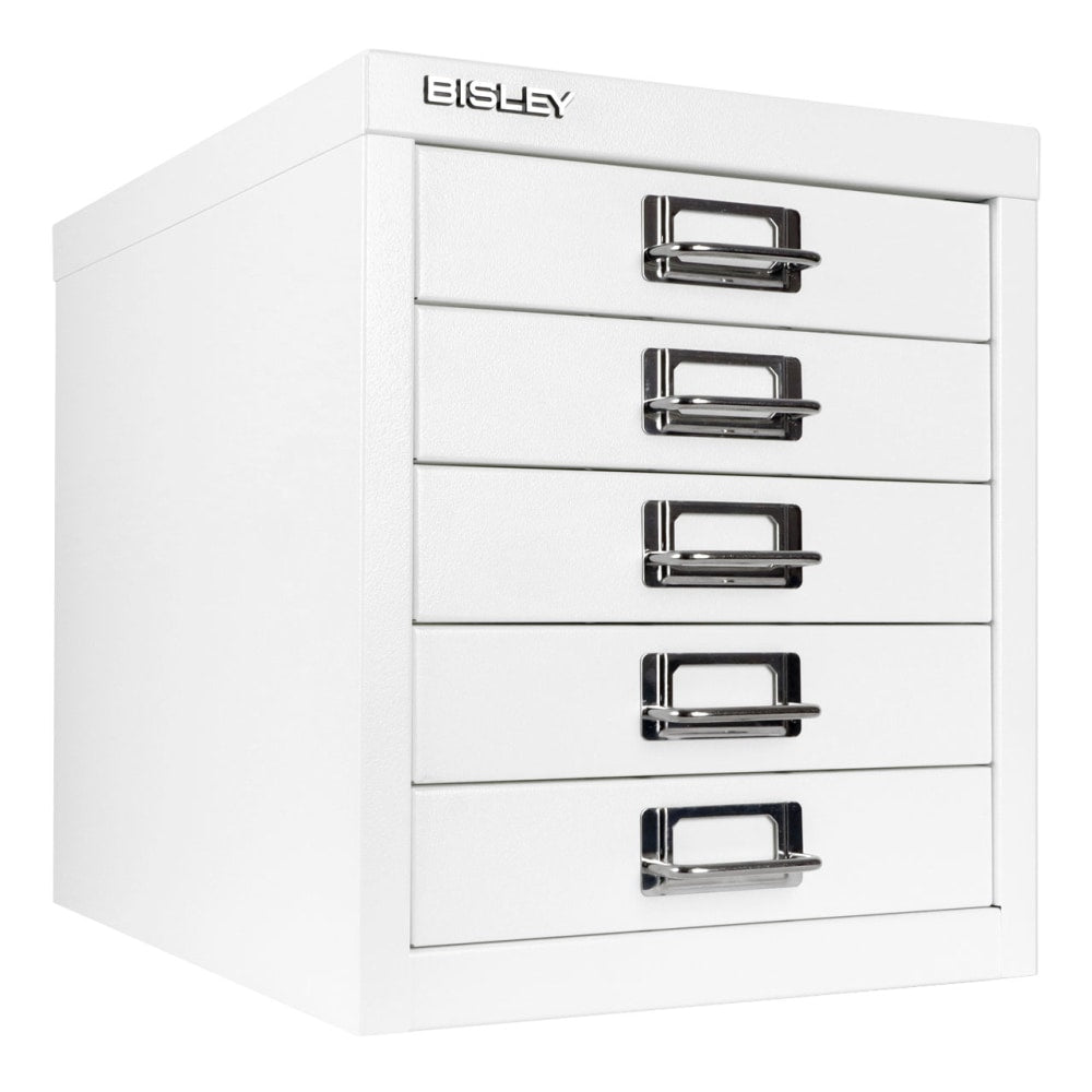 Bisley 15inD Vertical 5-Drawer File Cabinet, White