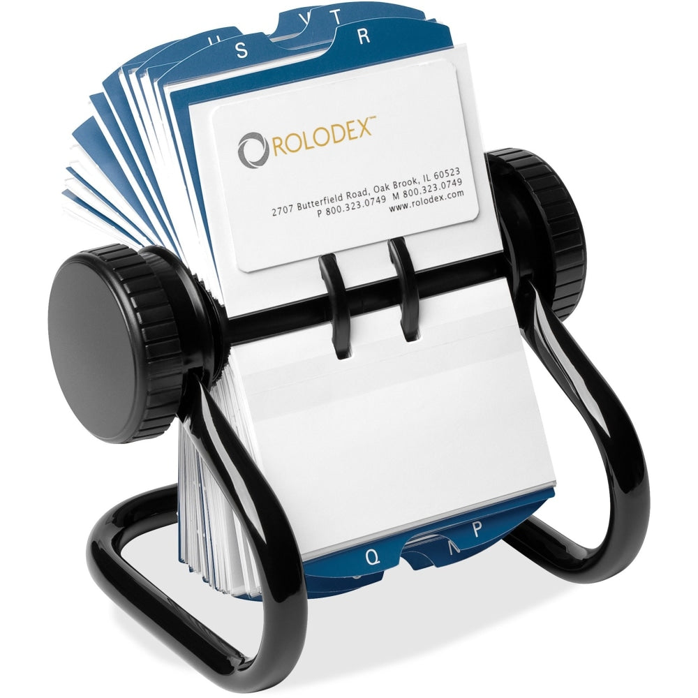 Rolodex Rotary A-Z Index Business Card Files - 400 Card Capacity - For 2.25in x 4in Size Card - 24 Index Guide - Black