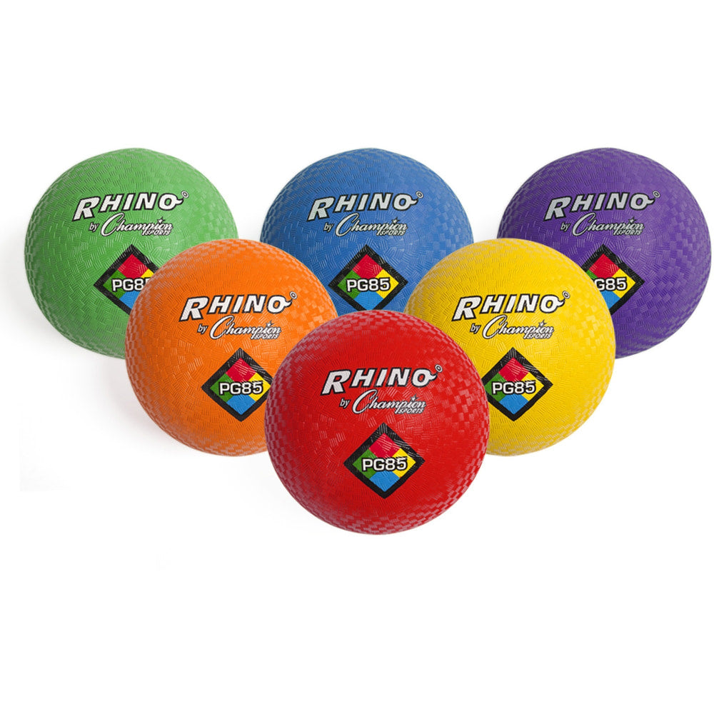 Champion Sports Playground Ball - 8.50in - Nylon - Red, Yellow, Green, Orange, Purple, Royal Blue - 6 / Set