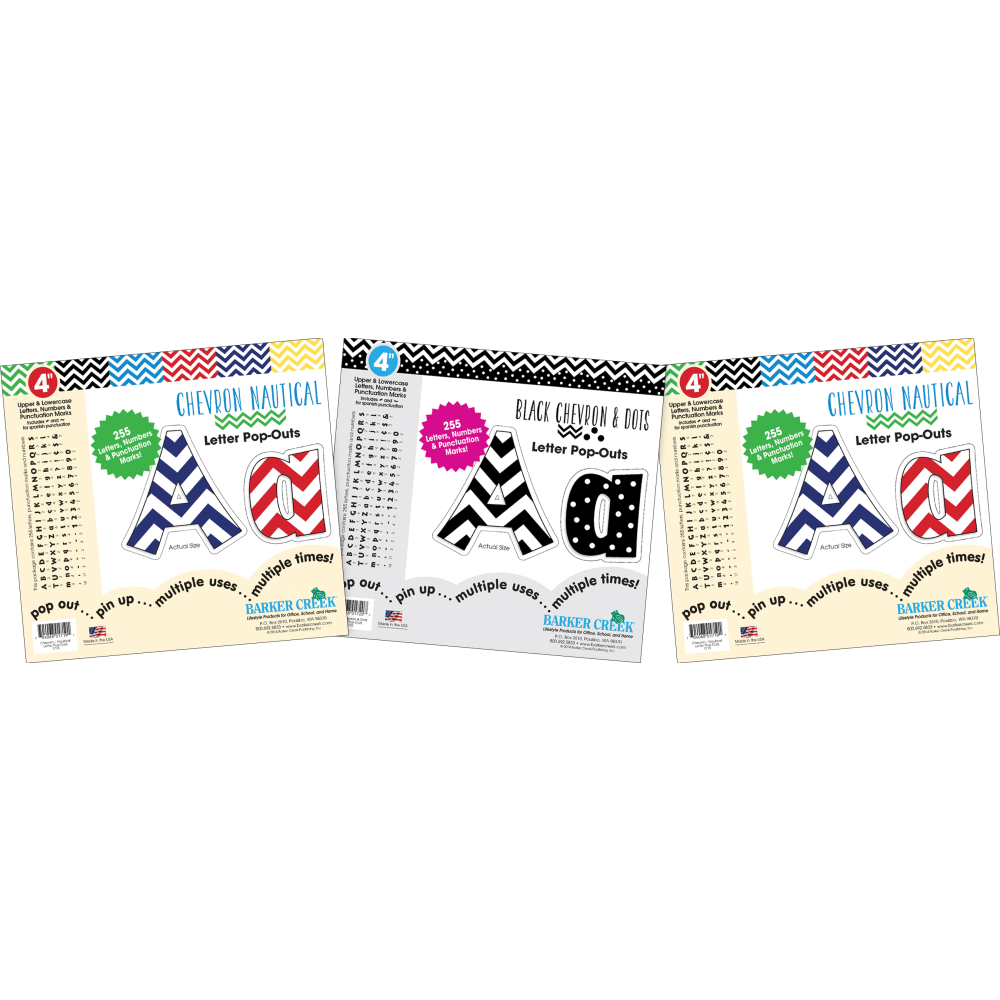 Barker Creek Letter Pop-Outs, 4in, Chevron, Set Of 765 Pop-Outs