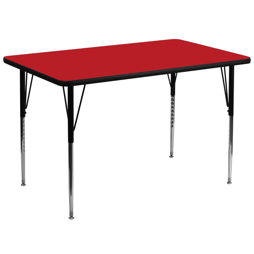 Flash Furniture Rectangular HP Laminate Activity Table With Standard Height-Adjustable Legs, 30-1/4inH x 36inW x 72inD, Red