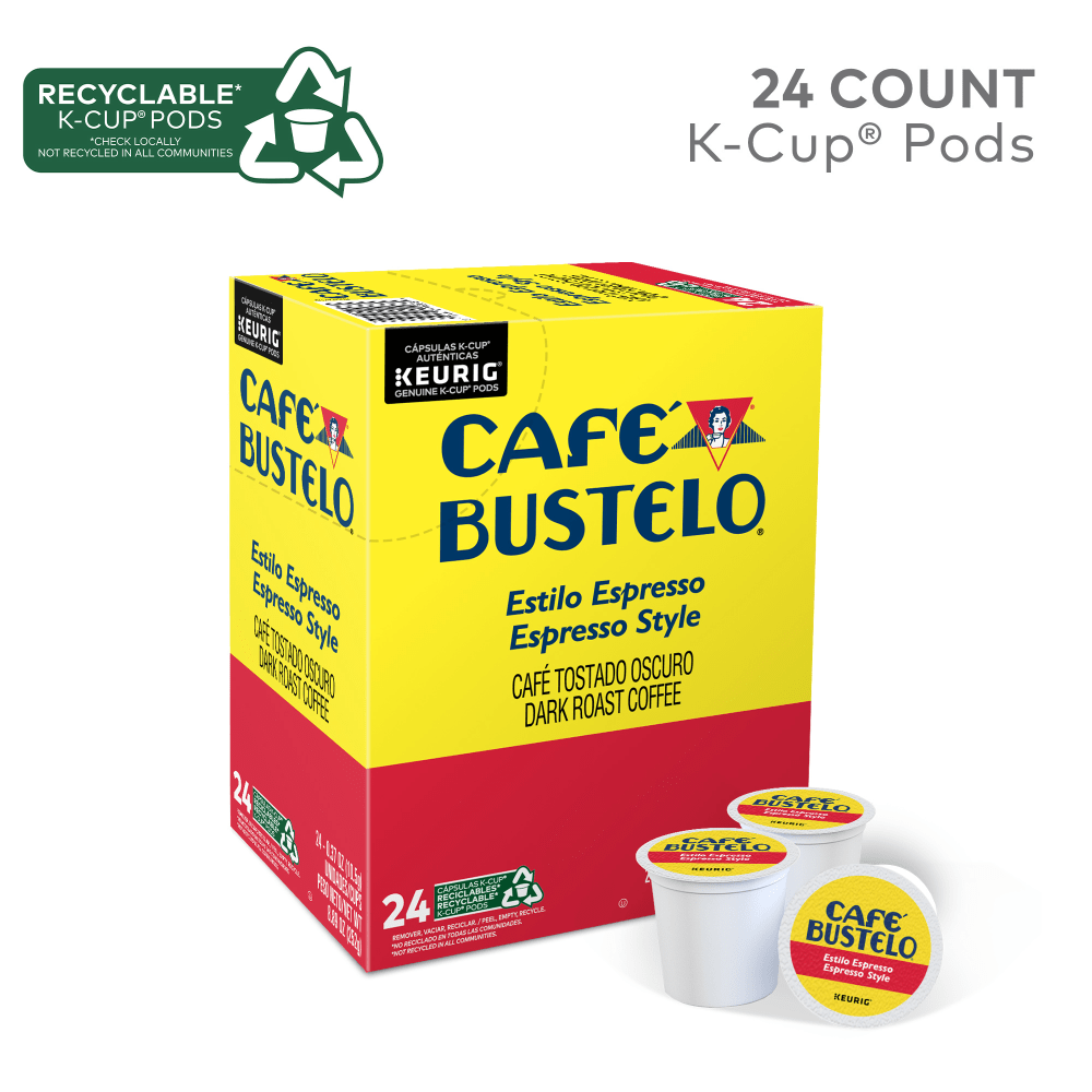 Cafe Bustelo Single-Serve Coffee K-Cup Pods, Espresso Roast, Carton Of 24