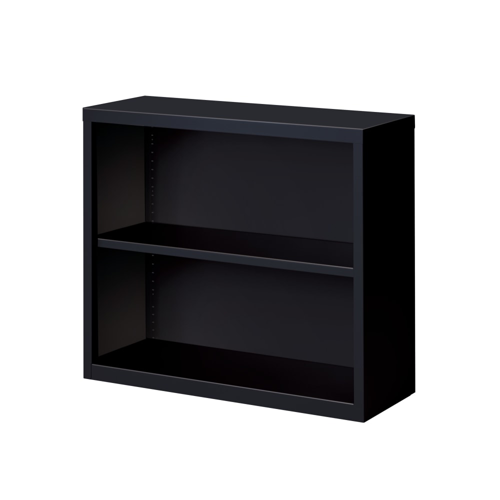 Hirsh 30inH 2-Shelf Metal Bookcase, Black