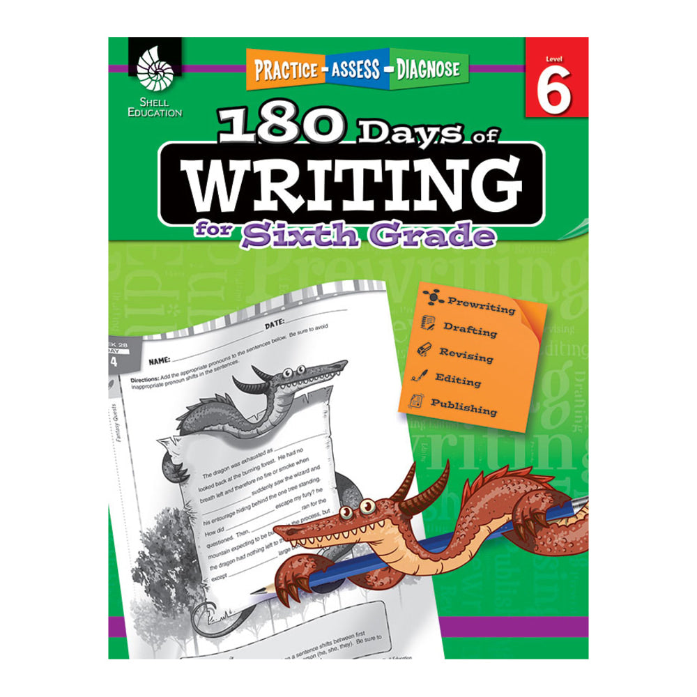 Shell Education 180 Days Of Writing Workbook, Grade 6