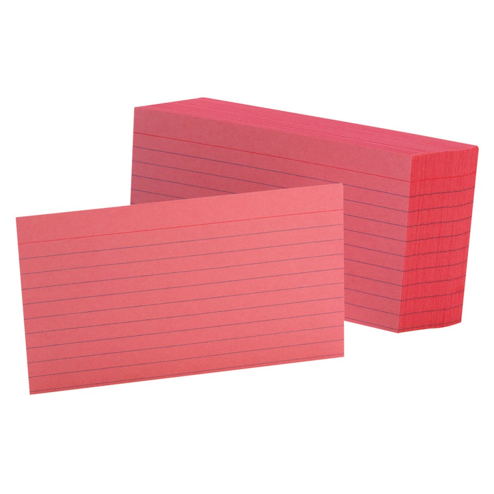 Oxford Color Index Cards, Ruled, 3in x 5in, Cherry, Pack Of 100