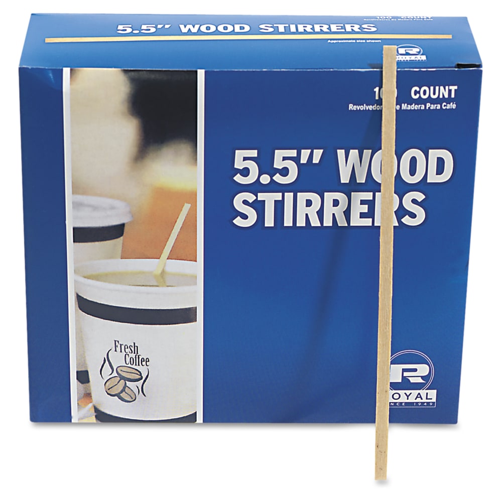 Royal Paper Wood Coffee Stir Sticks, 5-1/2in, Carton Of 10,000 Sticks