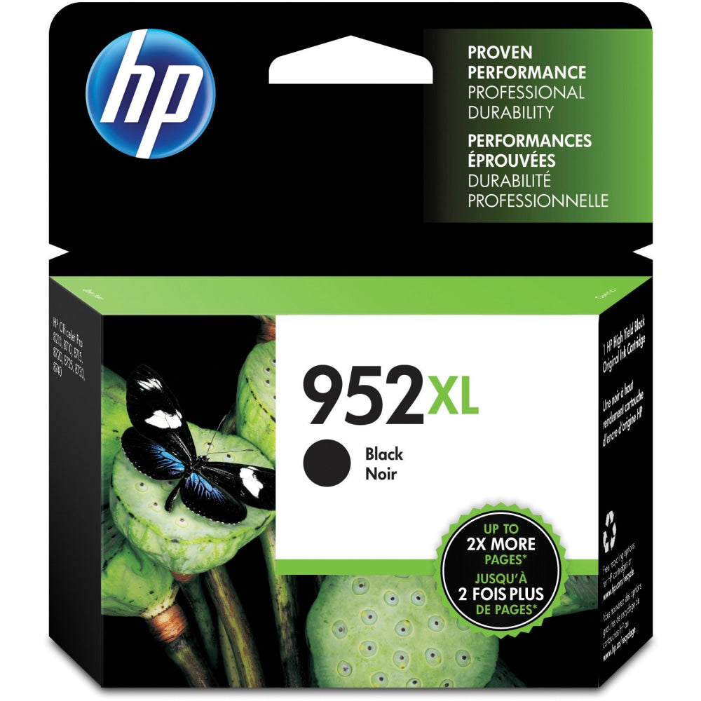 HP 952XL Black High-Yield Ink Cartridge, F6U19AN