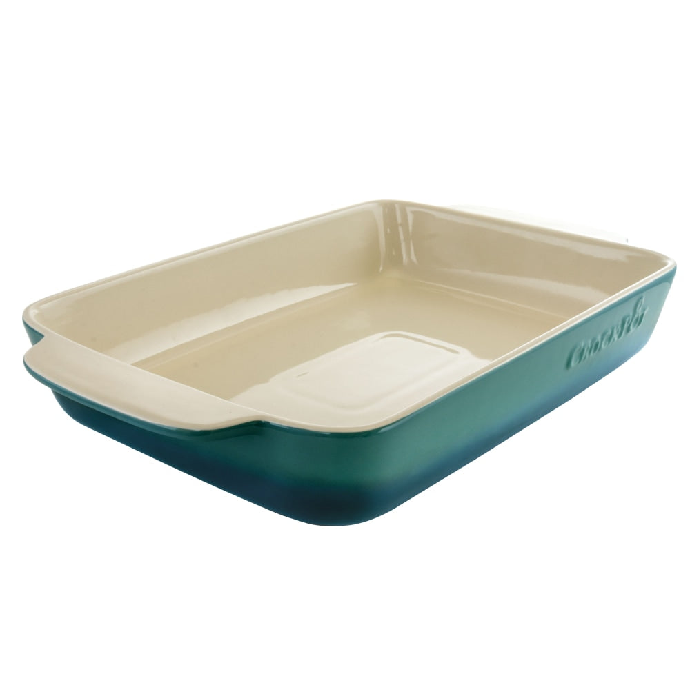 Crock-Pot Artisan 4-Quart Stoneware Rectangular Bake Pan, Gradient Teal