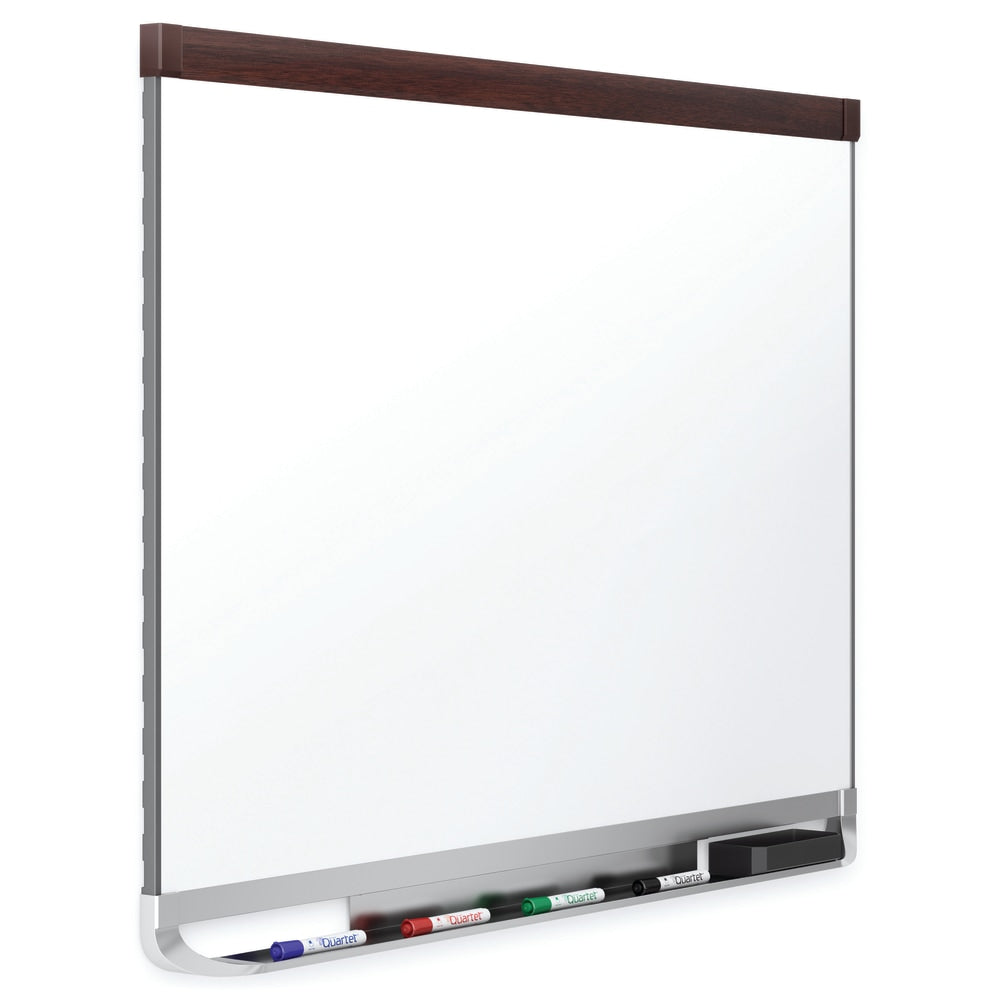 Quartet Prestige 2 DuraMax Porcelain Magnetic Dry-Erase Whiteboard, 96in x 48in, Wood Frame With Mahogany Finish