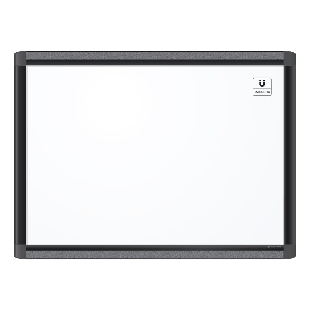 U Brands PINIT Magnetic Dry-Erase Board, Steel, 23inx 17in, White Board, Black Aluminum Frame