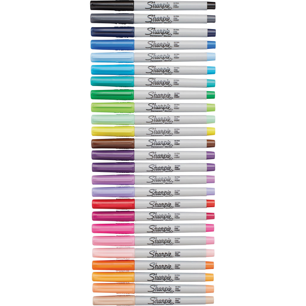 SharpiePermanent Markers, Fine Point, Assorted Colors, Set Of 24, Pouch