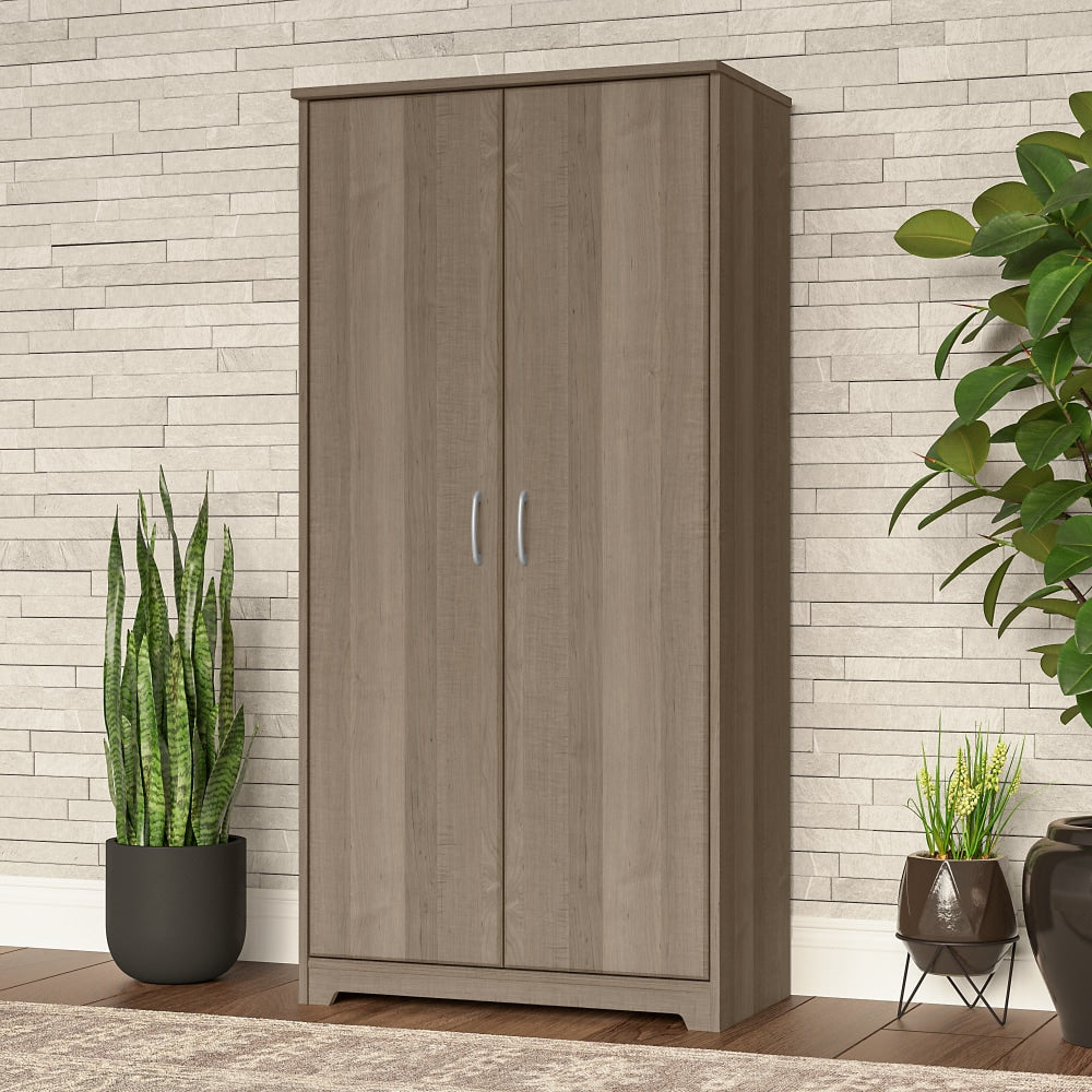 Bush Furniture Cabot Tall 30inW Storage Cabinet With Doors, Ash Gray, Standard Delivery