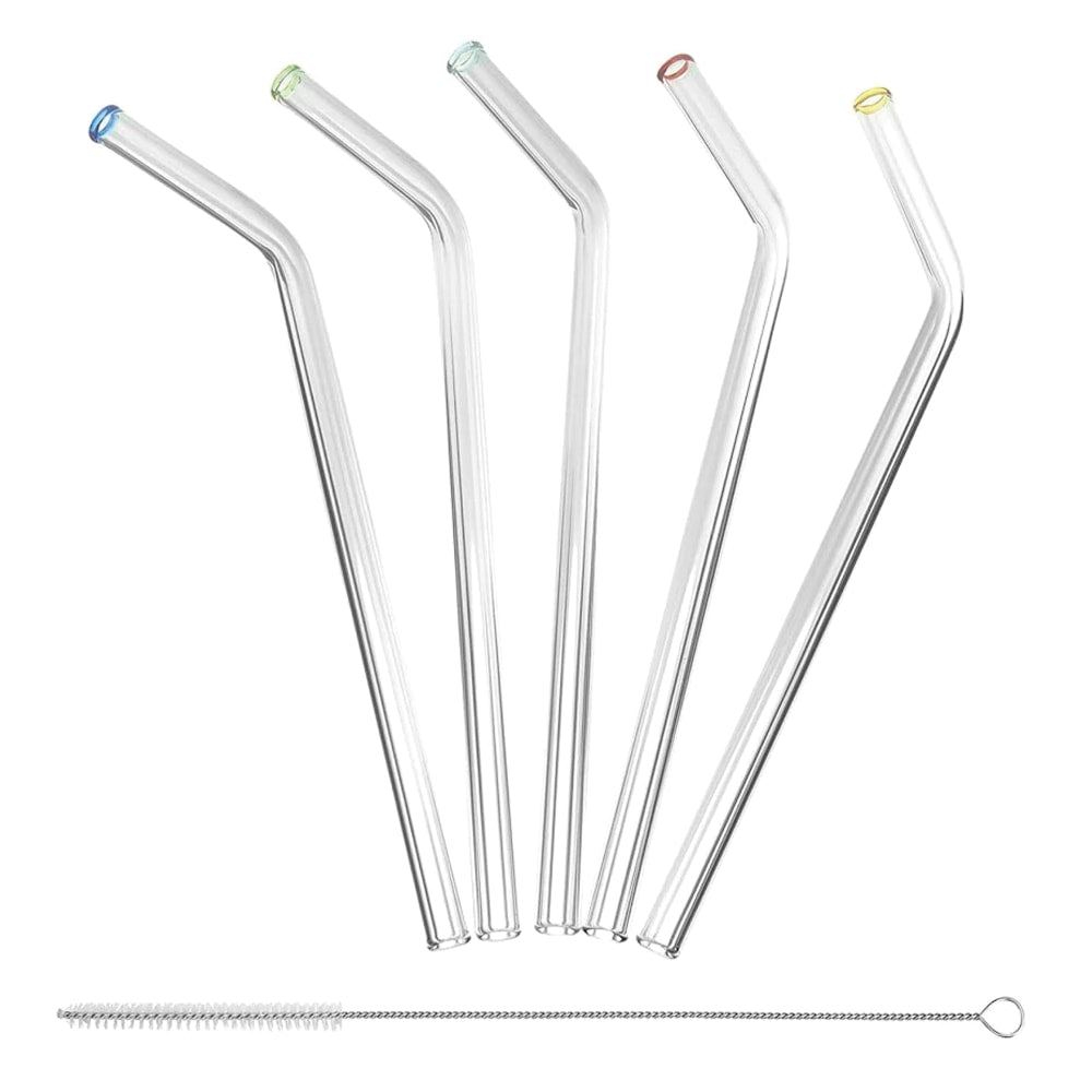 Better Houseware Glass Straws With Cleaning Brush, Extra-Wide, Clear, Set Of 5 Straws