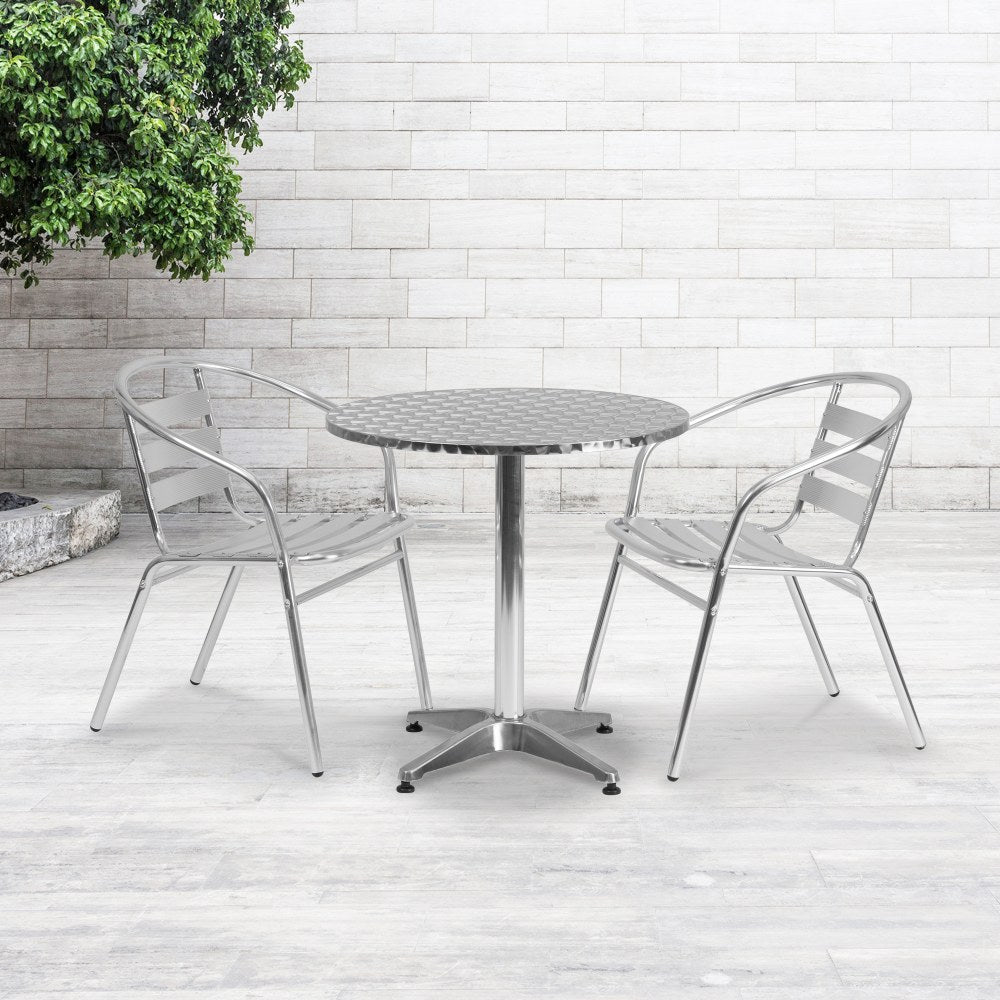 Flash Furniture Round Metal Indoor/Outdoor Table, 27-1/2inH x 27-1/2inW x 27-1/2inD, Aluminum