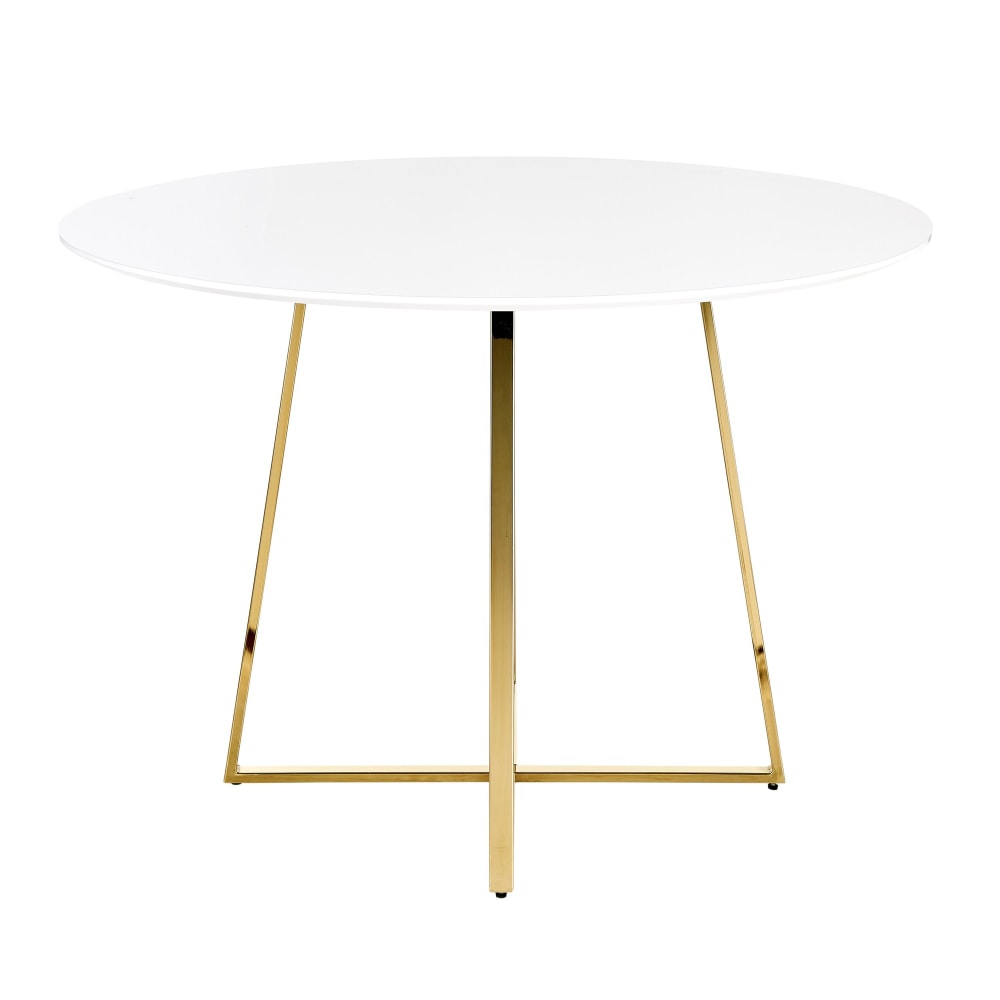 LumiSource Cosmo Dining Table, 30-1/4inH x 43-1/2inW x 43-1/2inD, Gold/White