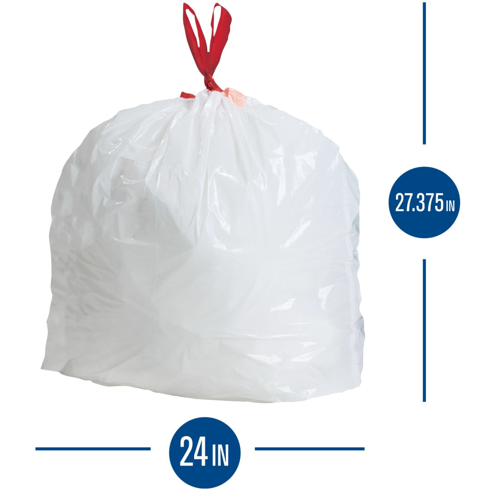 Highmark Tall 0.6 mil Drawstring Kitchen Trash Bags, 13 Gallon, 24in x 28in, White, Box Of 120