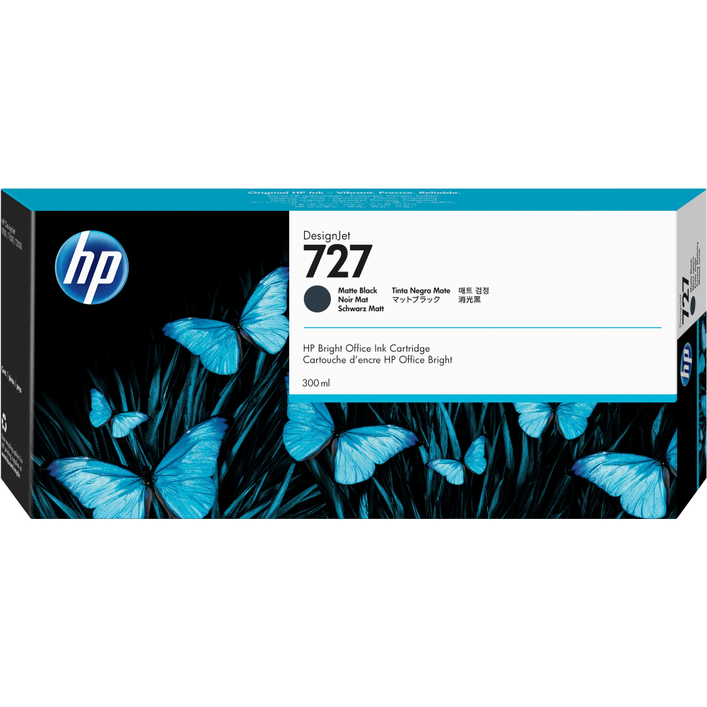 HP 727 Matte Black High-Yield Ink Cartridge, C1Q12A