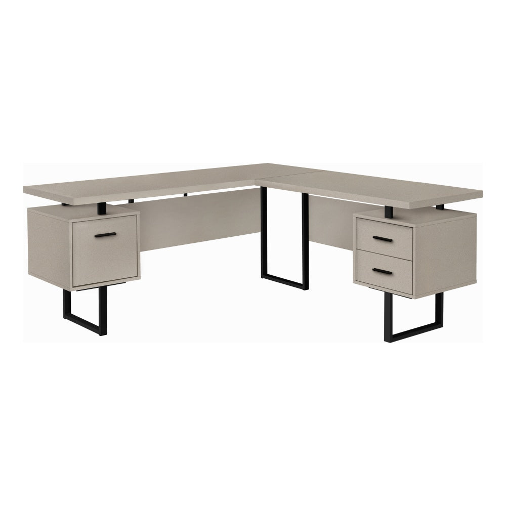 Monarch Specialties Dallas 71inW L-Shaped Corner Desk, Taupe