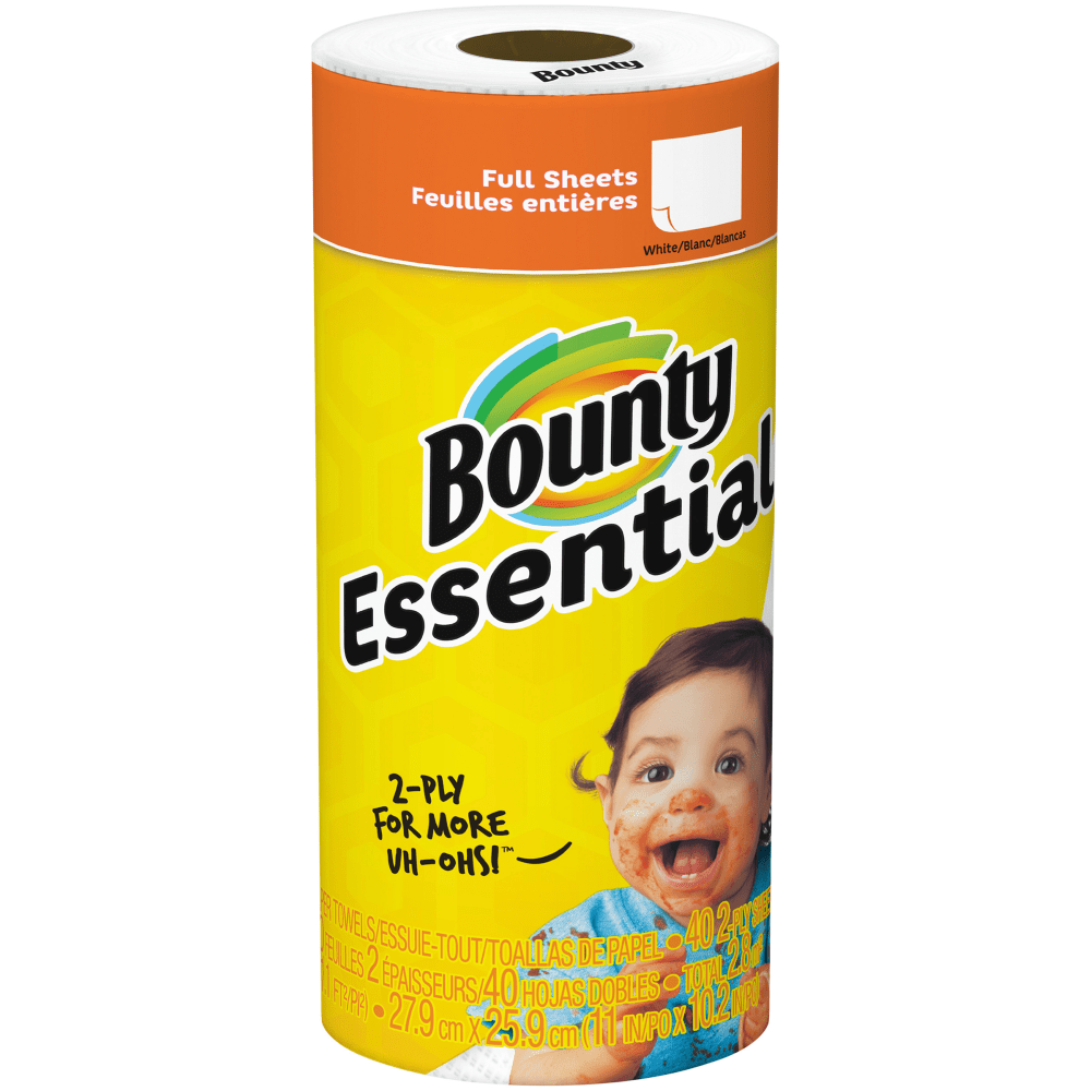 Bounty Essentials 2-Ply Paper Towels, 40 Sheets Per Roll, Pack Of 30 Rolls