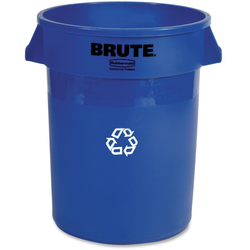 Rubbermaid Commercial Brute Vented Recycling Container - 32 gal Capacity - Round - 27.3in Height x 22in Width x 22in Depth - Plastic, Stainless Steel - Blue - 6 / Carton