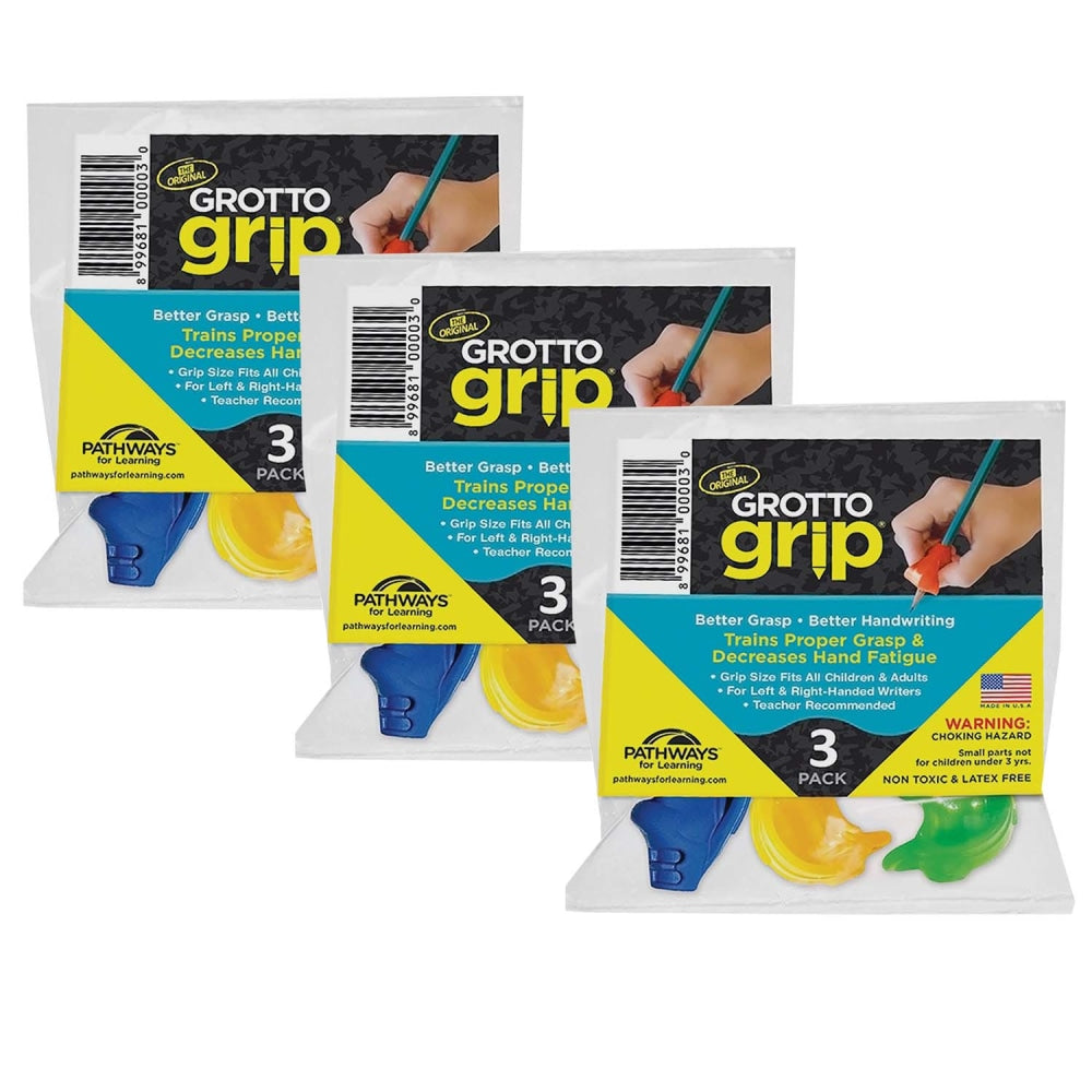 Pathways For Learning Grotto Grips, 1-11/16in, Assorted Colors, 3 Grips Per Pack, Set Of 3 Packs