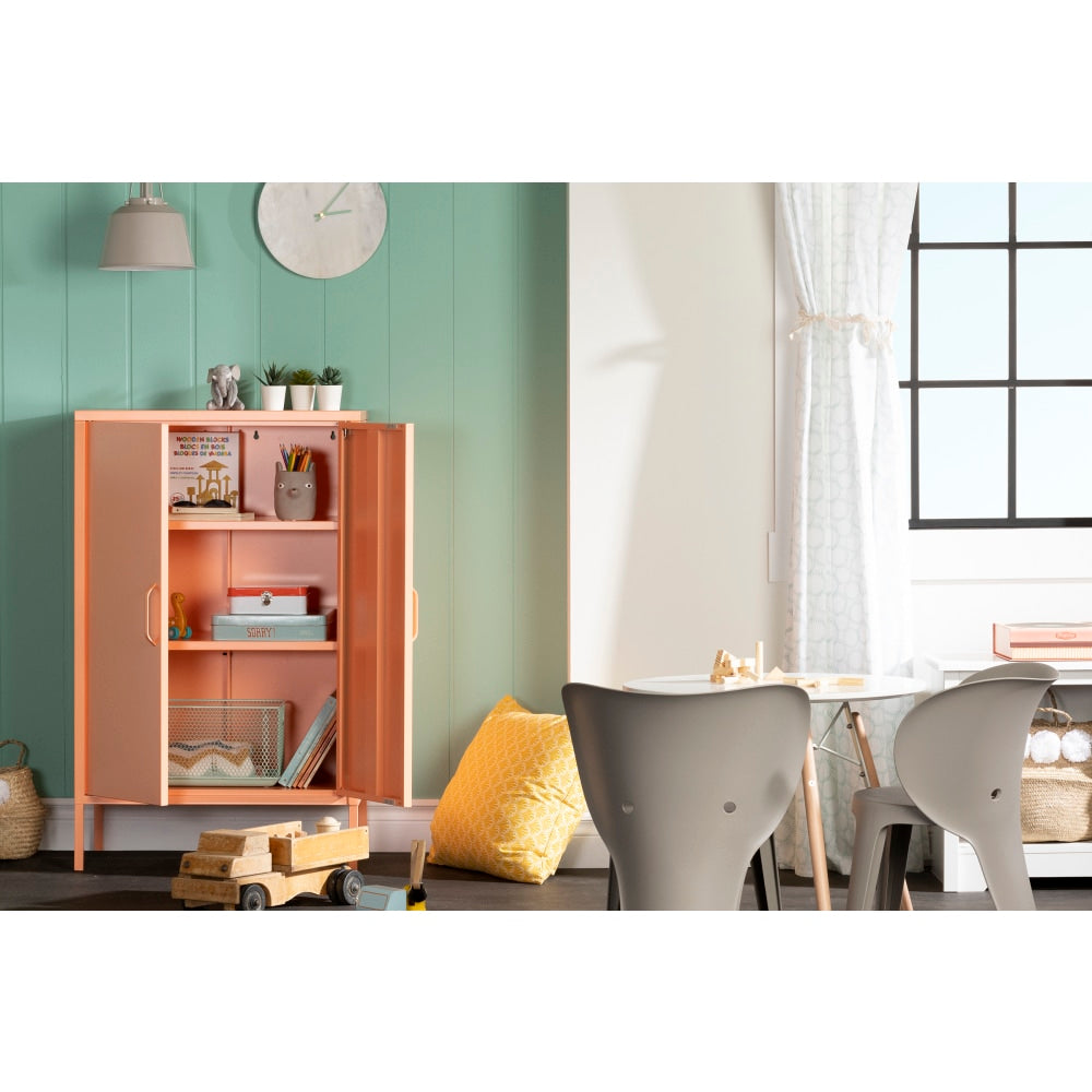 South Shore Crea 26inW Metal 2-Door Accent Cabinet, Orange