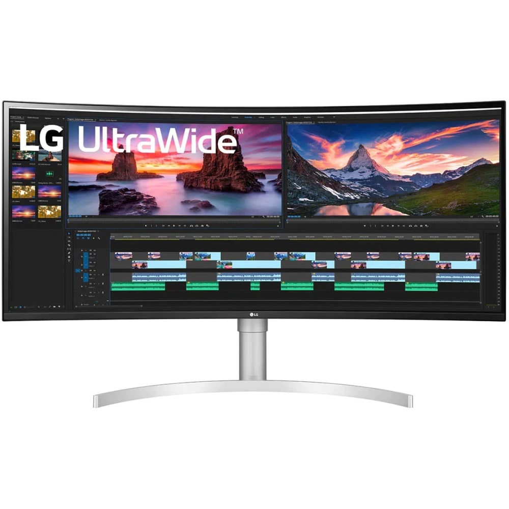 LG Ultrawide 38BN95C-W 38in UW-QHD+ Curved Screen Gaming LCD Monitor - 21:9 - Textured Black, Textured White, Silver - 38in Class - Nano In-plane Switching (Nano IPS) Tech - 450 Nit - 1 ms - 144 Hz Refresh Rate - HDMI - DisplayPort - USB Hub