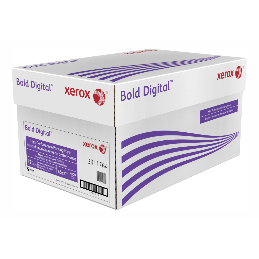 Xerox Bold Digital Printing Paper, Letter Size (8 1/2in x 11in), 100 (U.S.) Brightness, 32 Lb Text (120 gsm), FSC Certified, Ream Of 500 Sheets, Case of 8 Reams