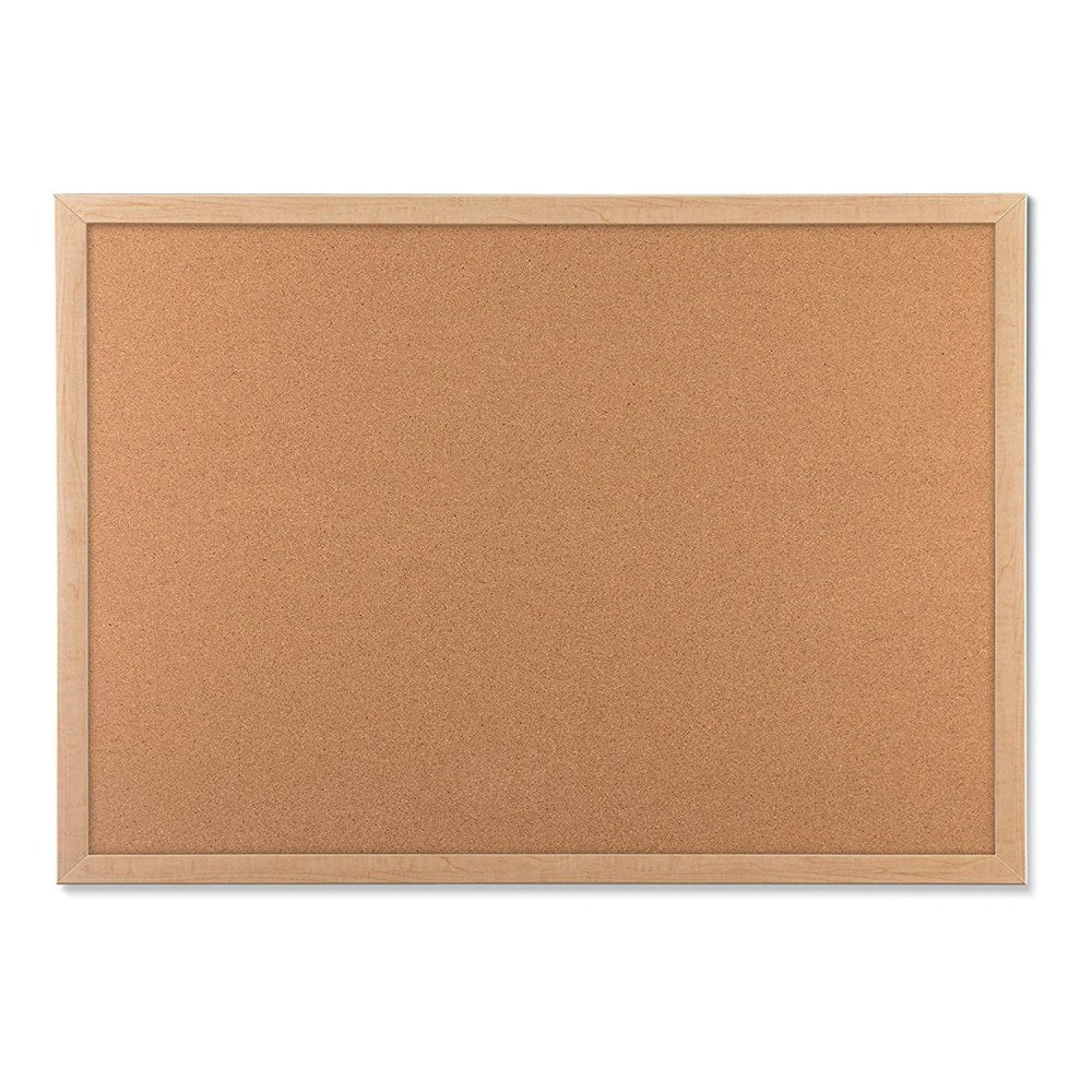 U Brands Cork Bulletin Board, 47in x 35in, Birch Wood Frame