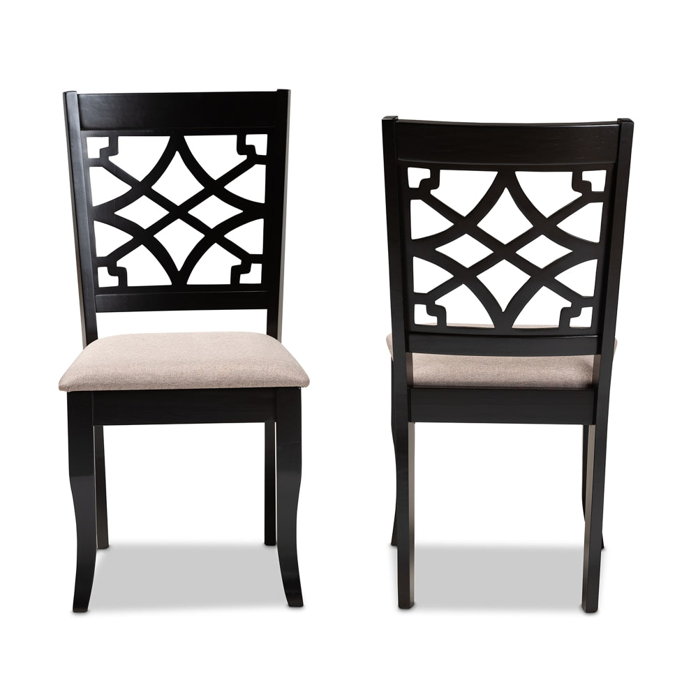 Baxton Studio Mael Dining Chairs, Sand/Espresso Brown, Set Of 2 Dining Chairs