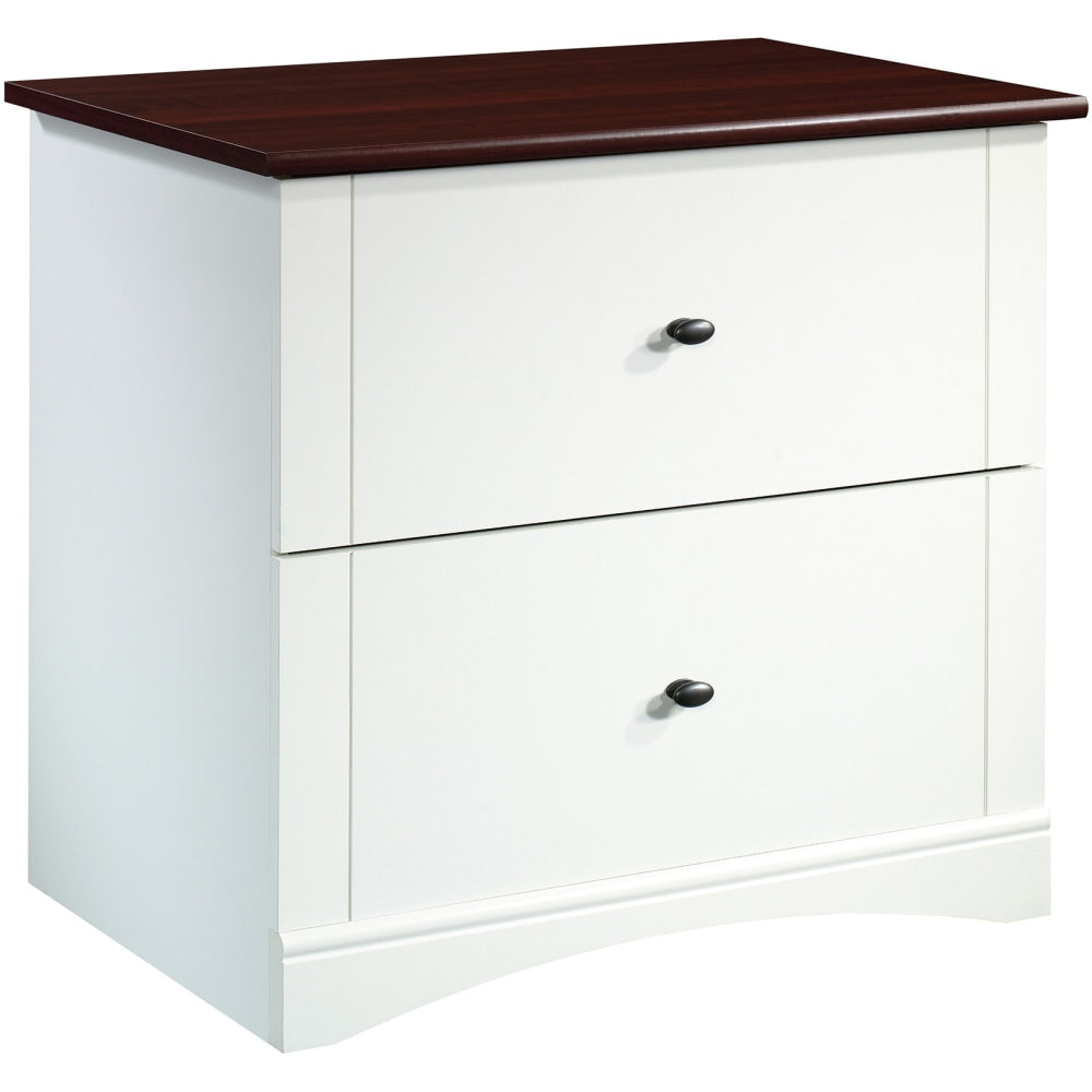 Sauder Select 32inW x 22inD Lateral 2-Drawer File Cabinet, Soft White/Select Cherry