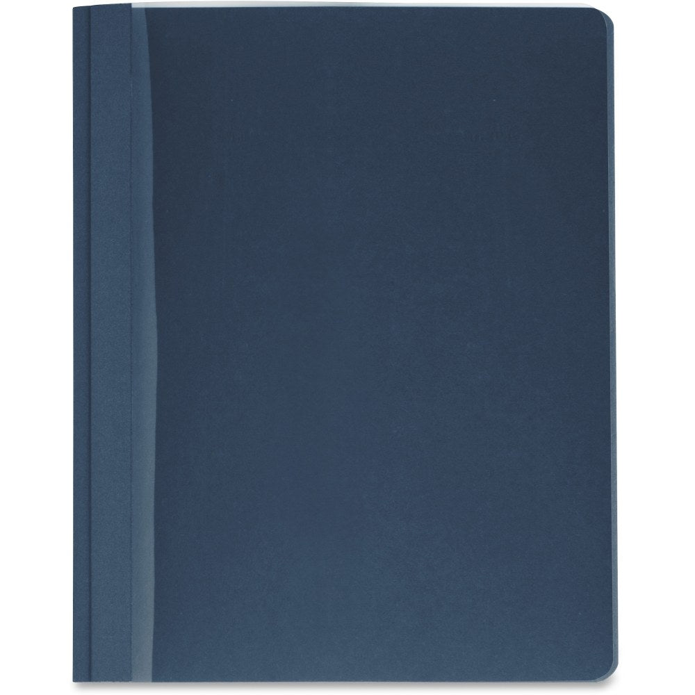 Business Source Letter Report Cover - 8 1/2in x 11in - 100 Sheet Capacity - 3 x Prong Fastener(s) - Clear, Dark Blue - 25 / Box