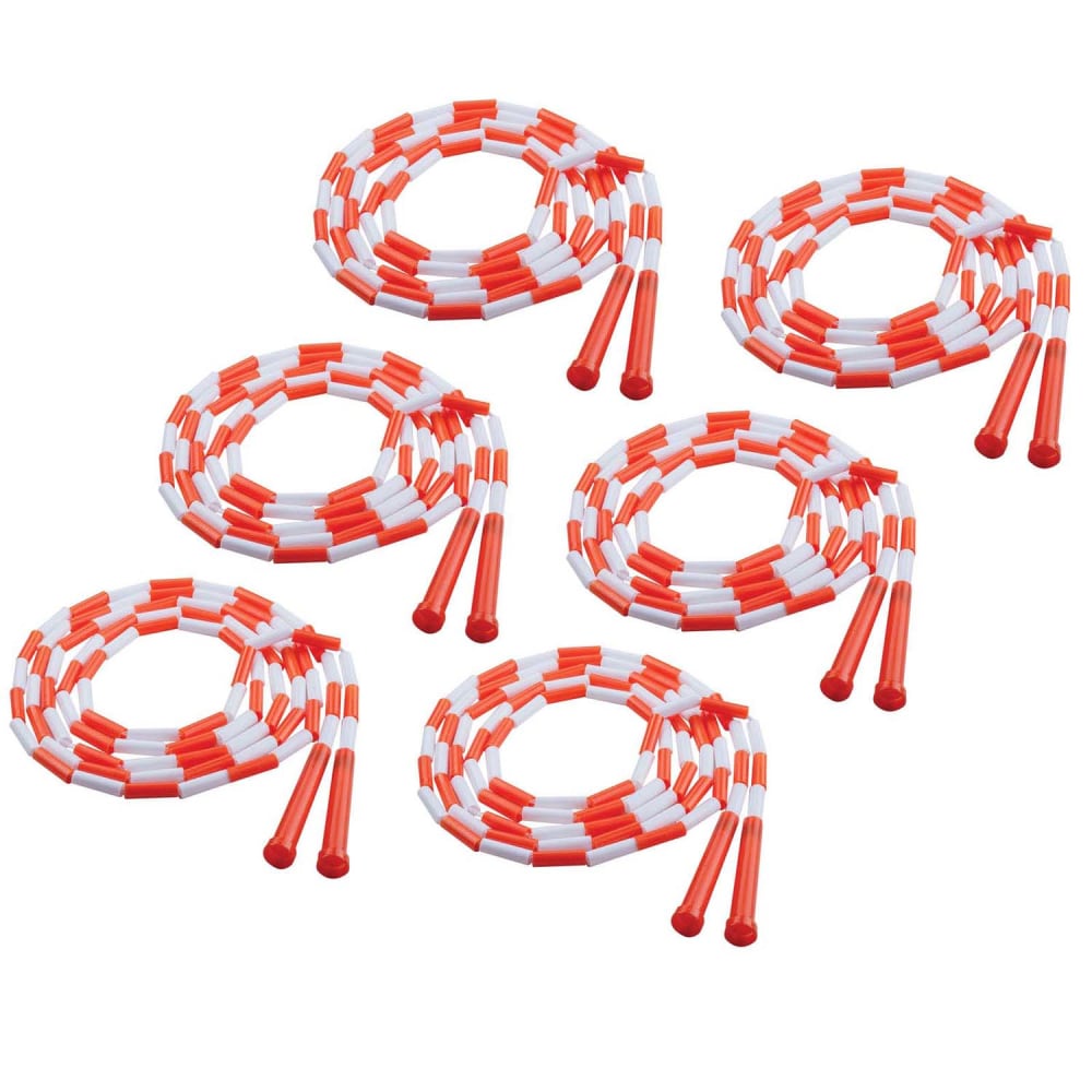 Champion Sports Plastic Segmented Jump Ropes, 10ft, Orange/White, Pack Of 6 Ropes