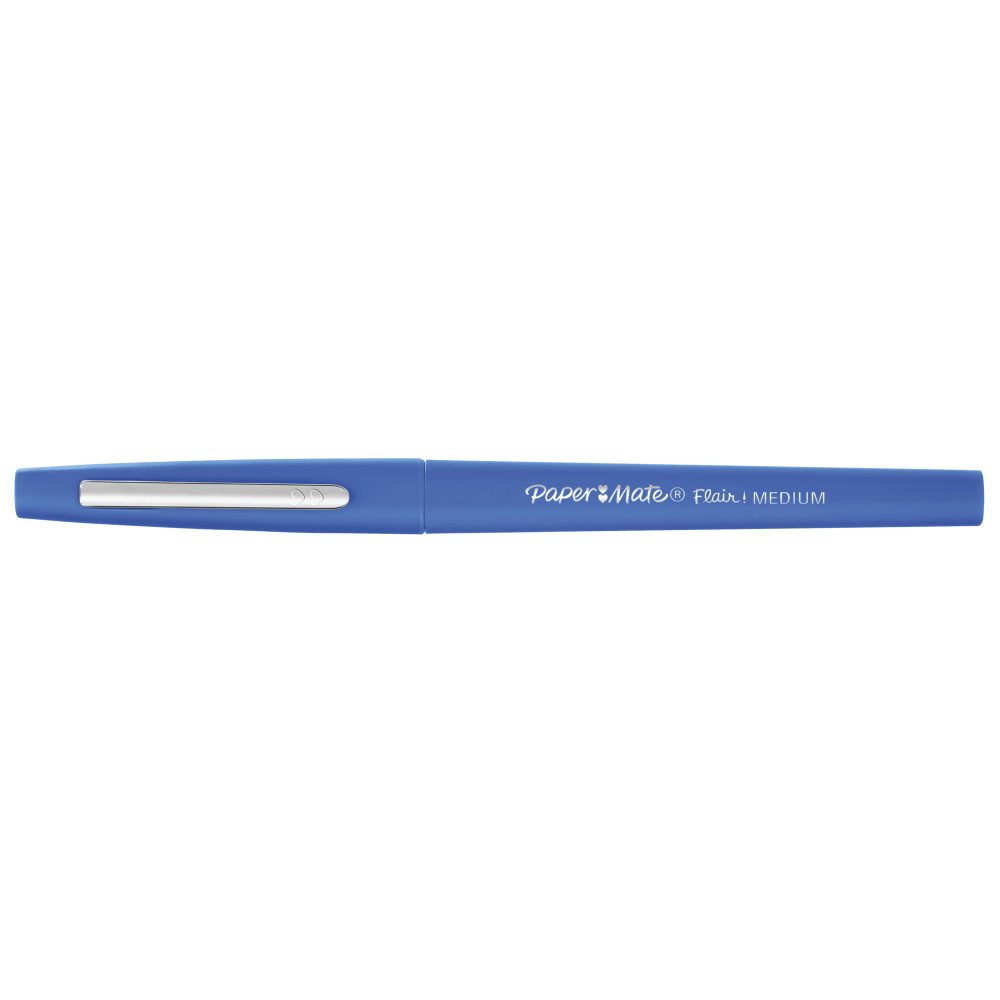 Paper Mate Flair Porous-Point Pens, Medium Point, 0.7 mm, Blue Barrel, Blue Ink, Pack Of 12