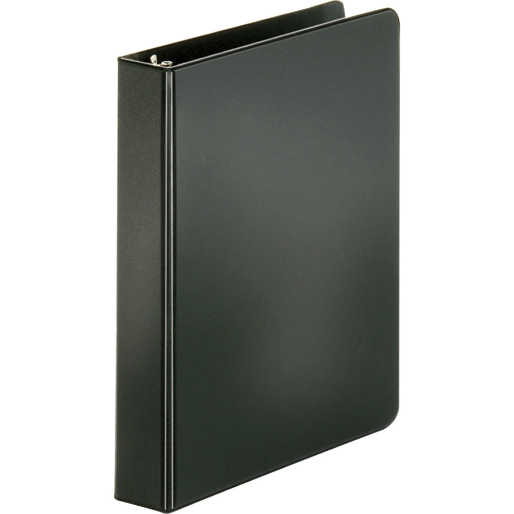 Business Source Basic Round Ring Binders, 1in Ring, Black, Pack Of 4