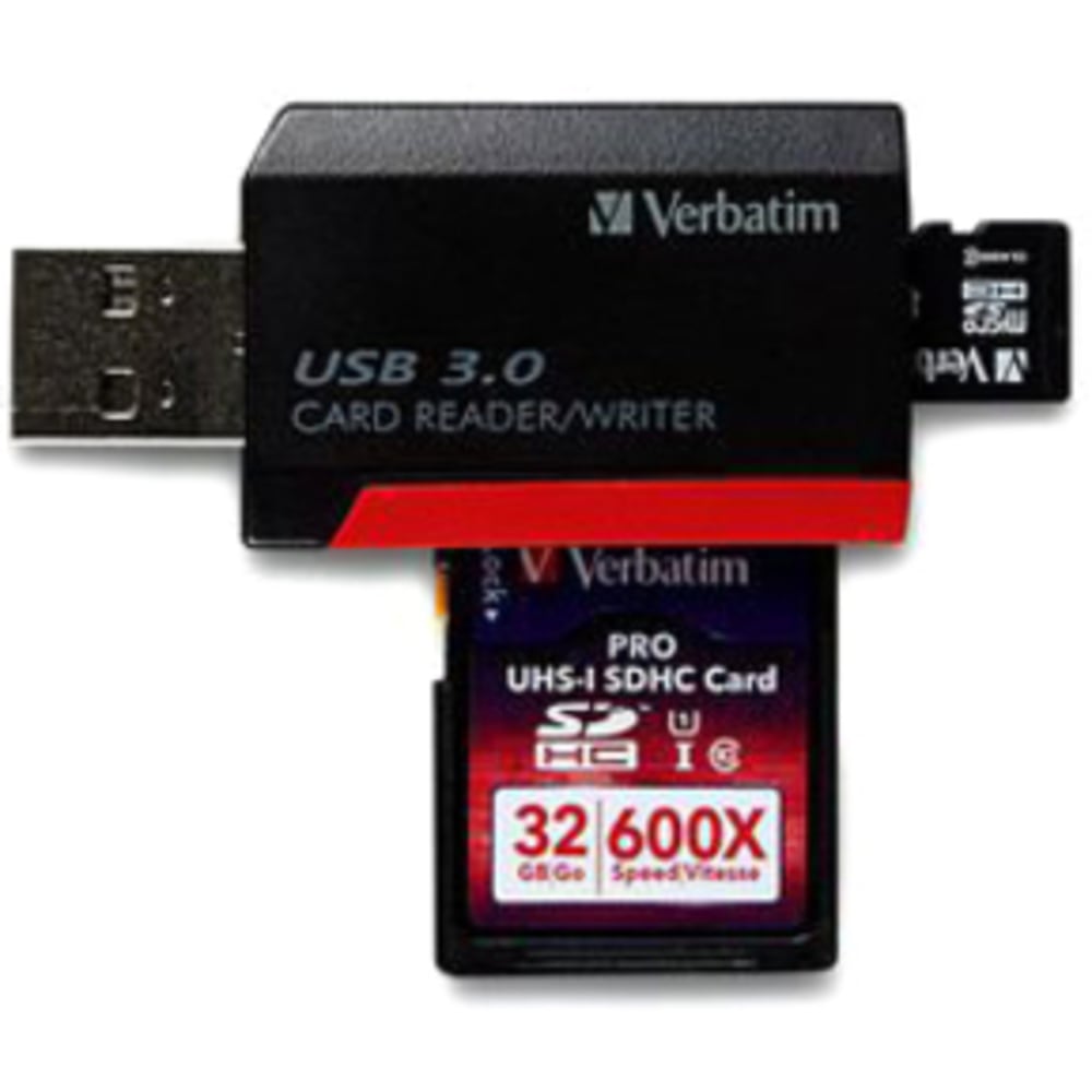 Verbatim Pocket Card Reader, USB 3.0 - Black - SD, microSD, SDXC, miniSD, miniSDHC, microSDHC, microSDXC, SDHC - USB 3.0External - 1 Pack