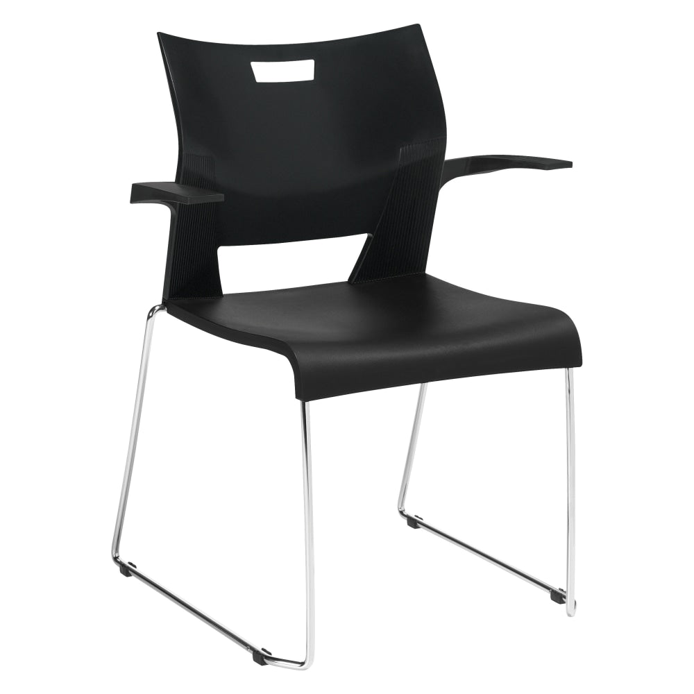 Global Duet Stacking Chair With Arms, Asphalt Night/Chrome