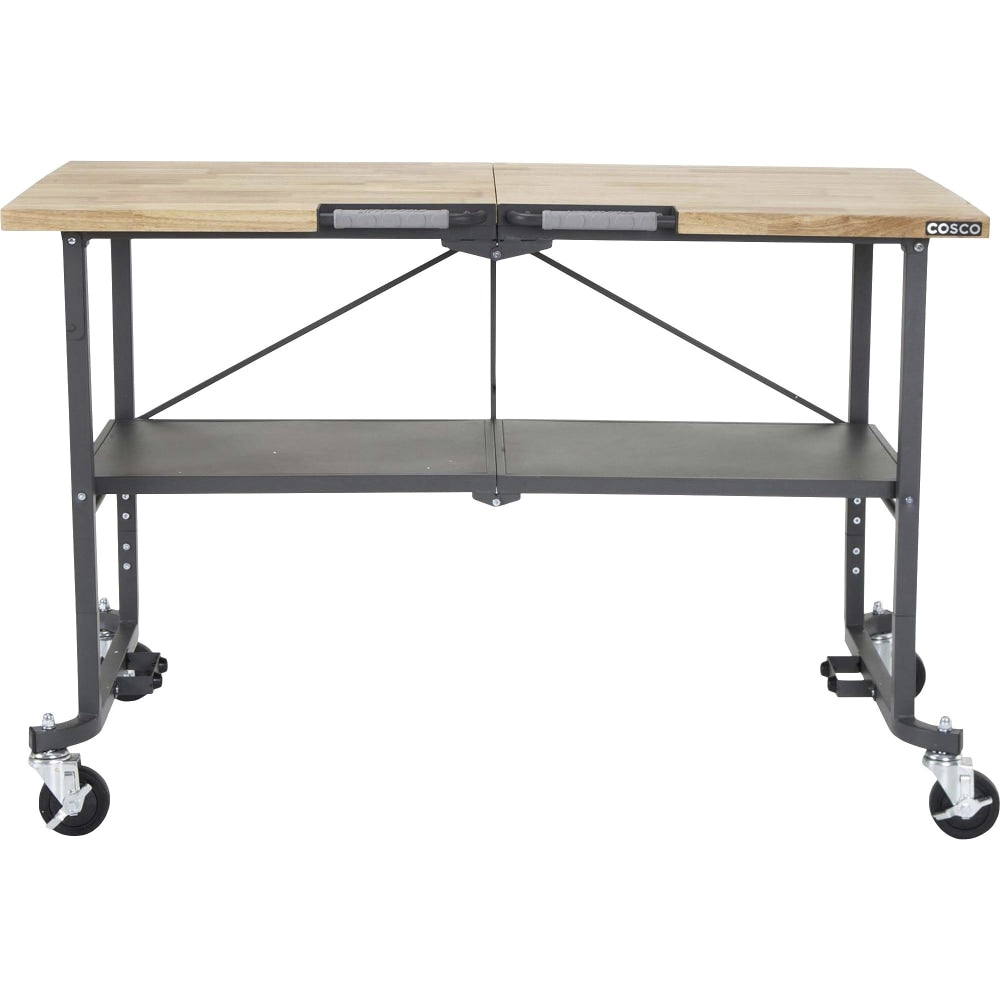 Cosco SmartFold Butcher Block Portable Workbench - 400 lb Capacity x 52in Table Top Width x 34.80in Table Top Depth - 25.50in Height - Assembly Required - Gray - 1 Each