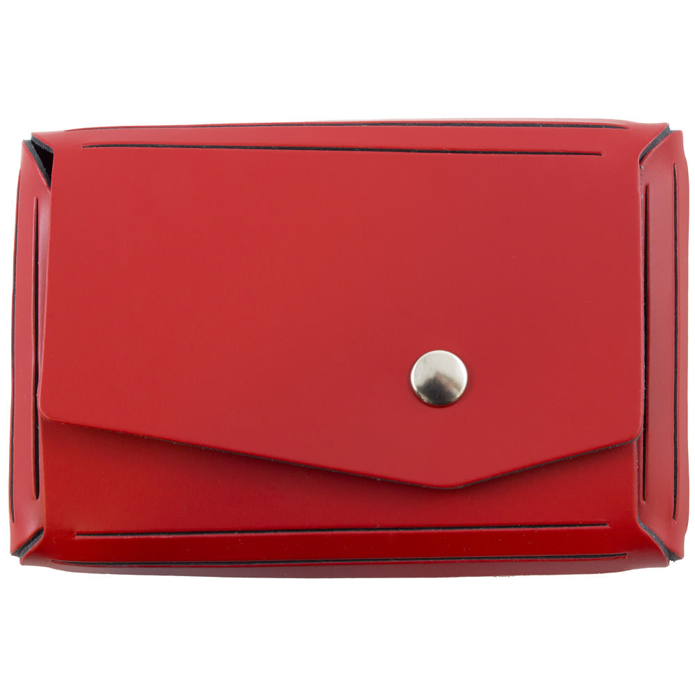 JAM Paper Leather Business Card Case, Angular Flap, 2 1/2in x 4in x 3/4in, Red