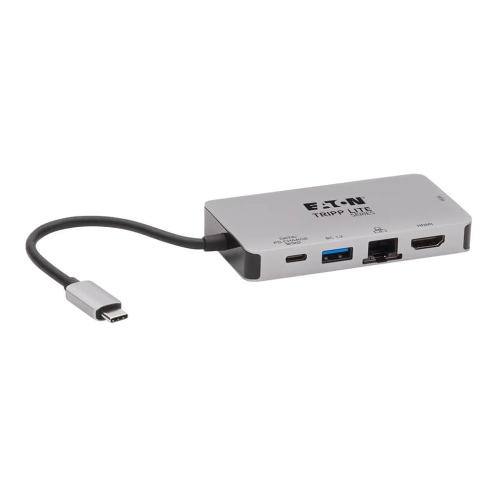 Tripp Lite USB-C Portable Docking Station - HDMI 4K @ 30 Hz, VGA, USB-A/USB-C, GbE, PD Charging 3.0, Gray - Docking station - USB-C - VGA, HDMI, USB-C - 1GbE