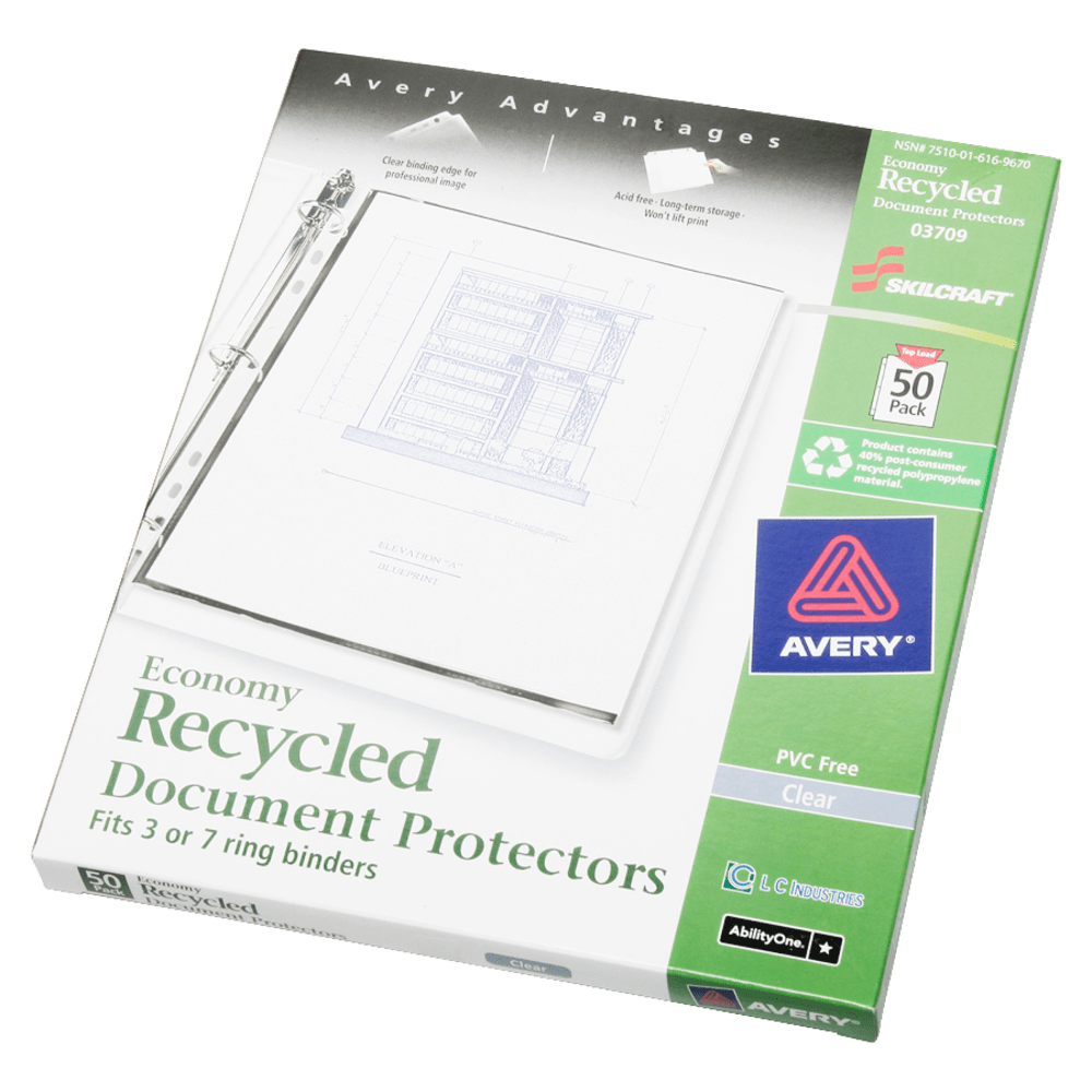 SKILCRAFT Document Protector, 8-1/2in x 11in, Clear, Box of 50