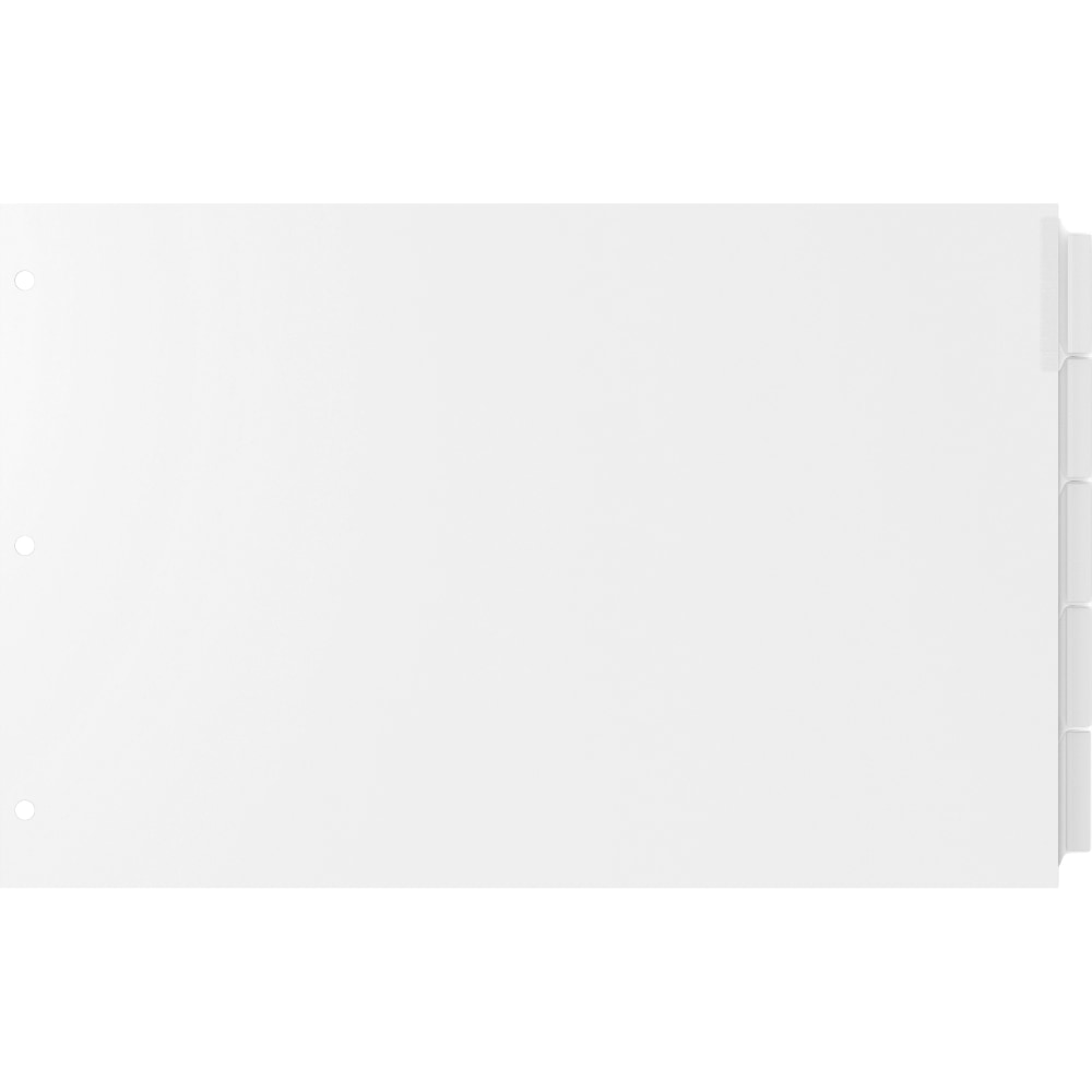 Stride Tab Dividers For Ledger And Spreadsheet Binders, 8 1/2in x 14in, Legal Landscape Size, White/Clear, Pack Of 5 Tabs