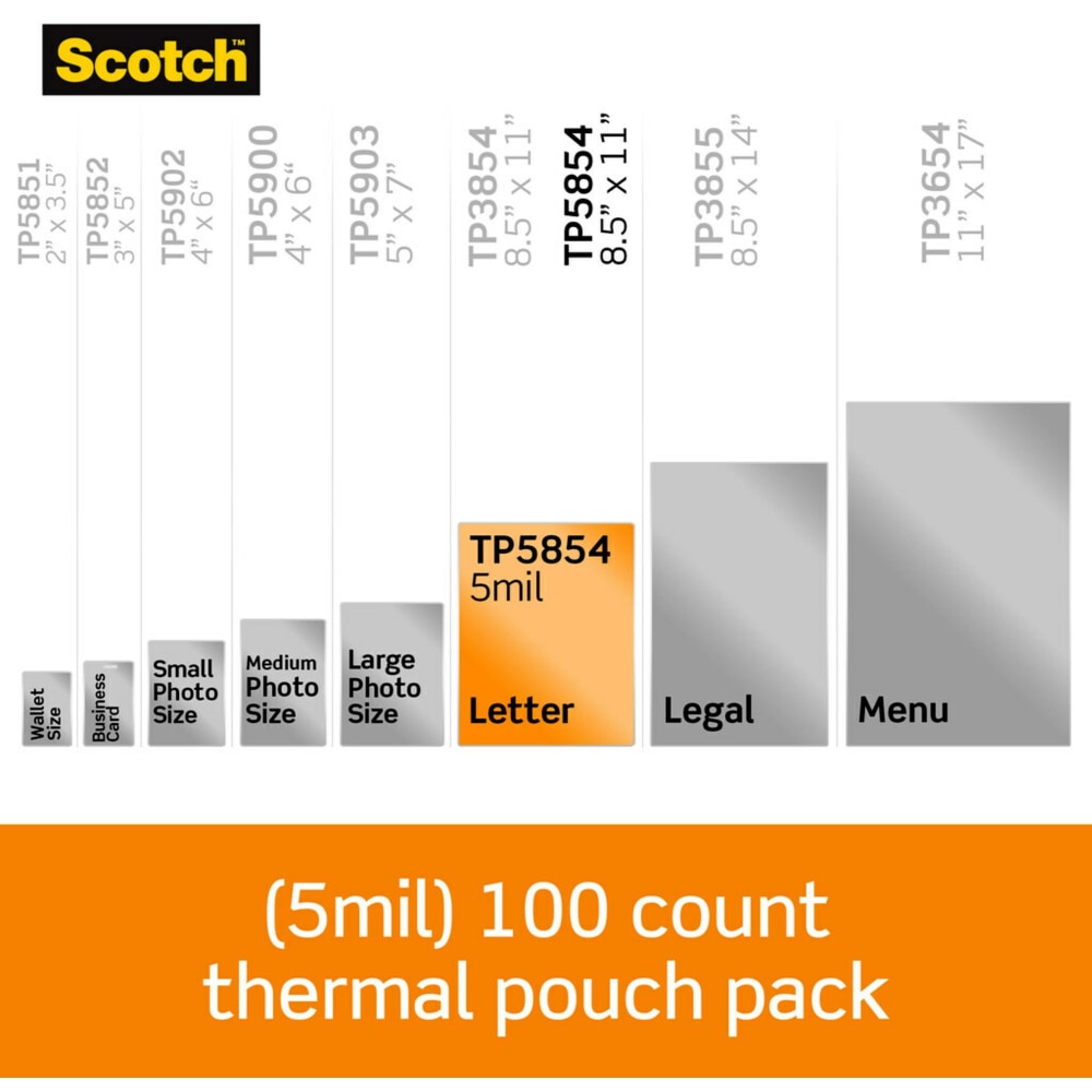 Scotch Thermal Laminating Pouches, 100 Laminating Sheets, 5 mil., Laminate Business Cards, Banners and Essays, Ideal Office or Back to School Supplies, Fits Letter Size (8.9 in x 11.4 in.) Paper