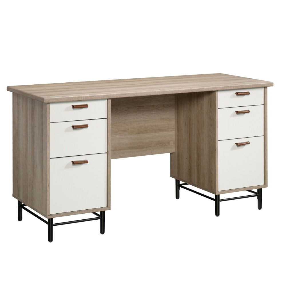 Sauder Anda Norr 57inW Executive Computer Desk, Sky Oak/White